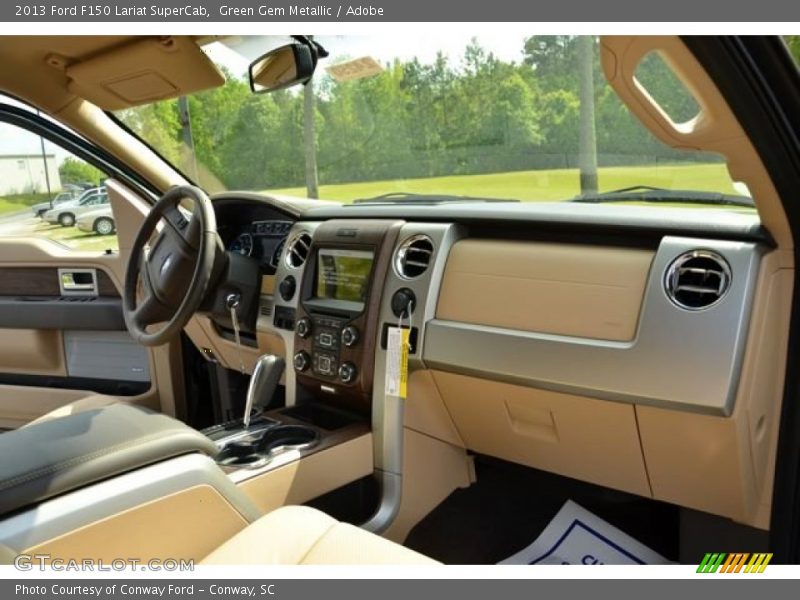 Green Gem Metallic / Adobe 2013 Ford F150 Lariat SuperCab
