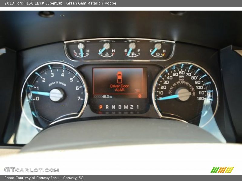 Green Gem Metallic / Adobe 2013 Ford F150 Lariat SuperCab