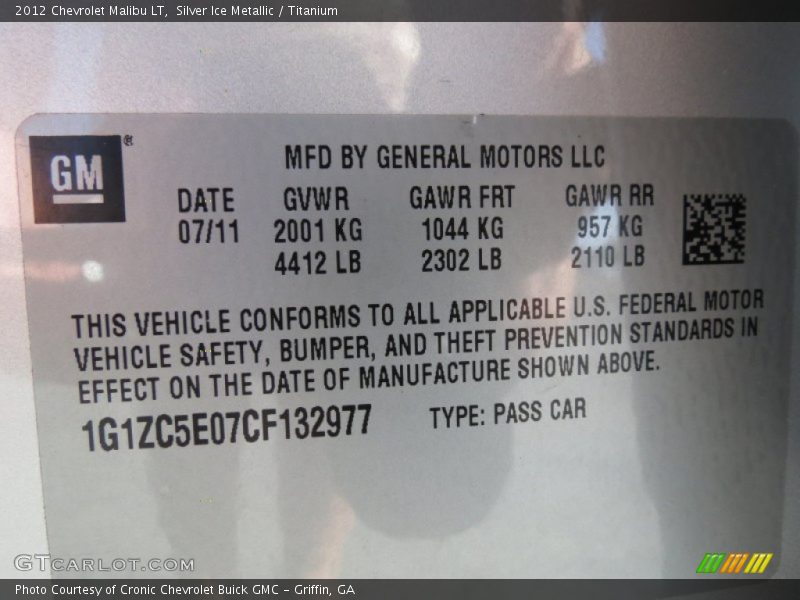 Silver Ice Metallic / Titanium 2012 Chevrolet Malibu LT