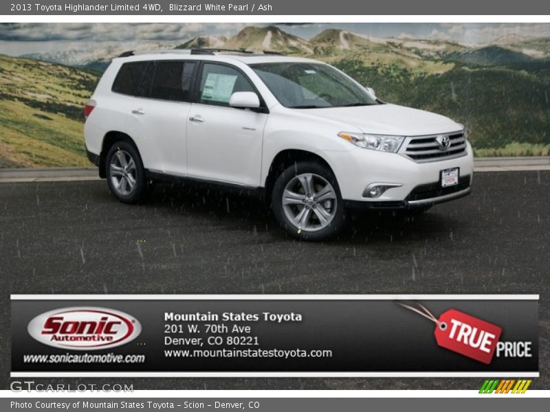 Blizzard White Pearl / Ash 2013 Toyota Highlander Limited 4WD