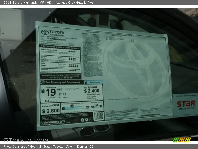 Magnetic Gray Metallic / Ash 2013 Toyota Highlander V6 4WD