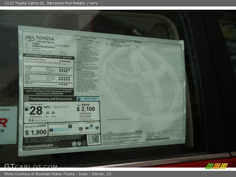 Barcelona Red Metallic / Ivory 2013 Toyota Camry LE