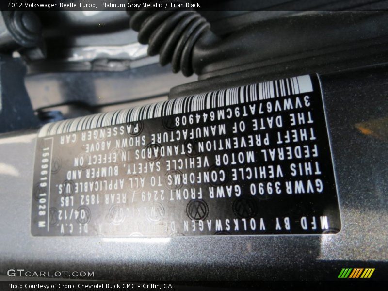 Platinum Gray Metallic / Titan Black 2012 Volkswagen Beetle Turbo
