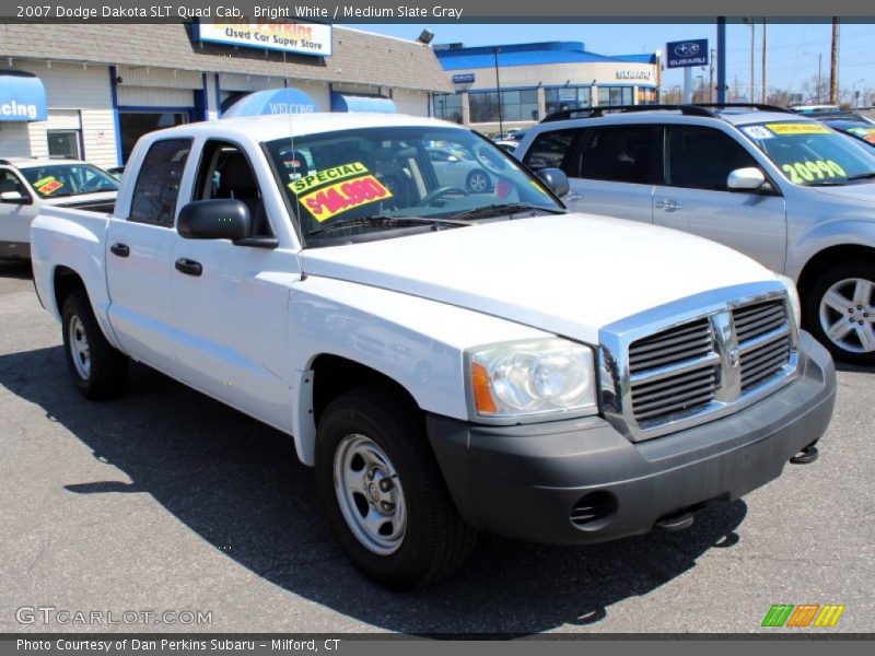 Bright White / Medium Slate Gray 2007 Dodge Dakota SLT Quad Cab