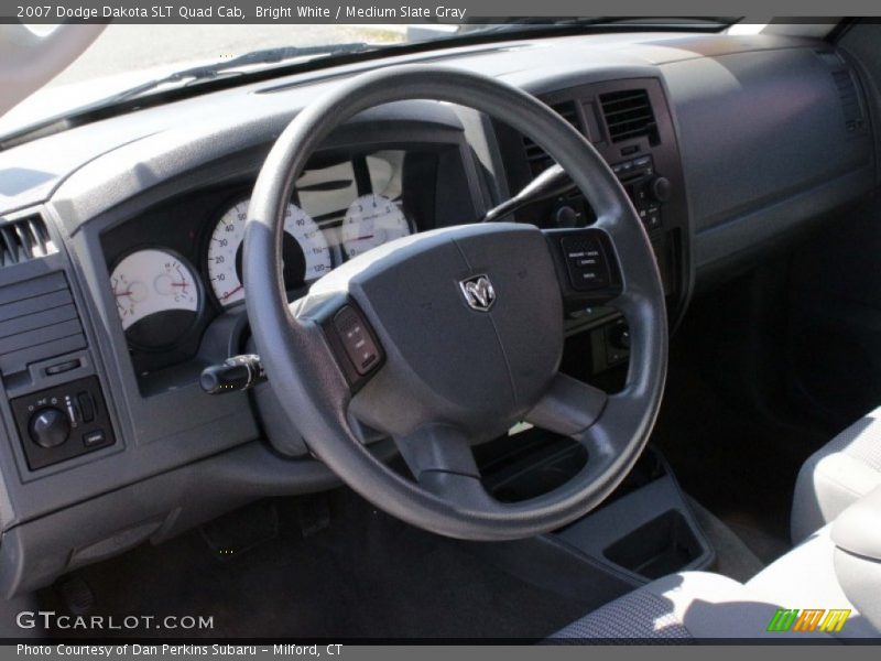 Bright White / Medium Slate Gray 2007 Dodge Dakota SLT Quad Cab