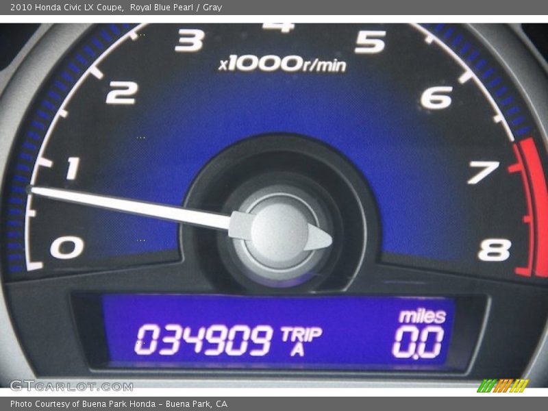 Royal Blue Pearl / Gray 2010 Honda Civic LX Coupe