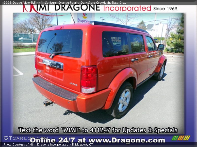 Sunburst Orange Pearl / Dark Slate Gray/Light Slate Gray 2008 Dodge Nitro SLT 4x4
