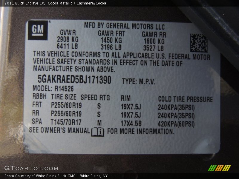 Cocoa Metallic / Cashmere/Cocoa 2011 Buick Enclave CX