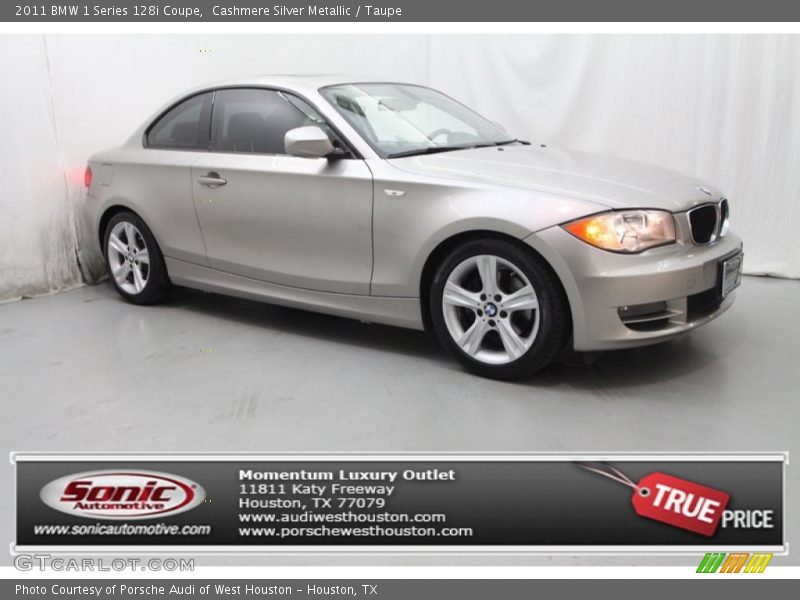 Cashmere Silver Metallic / Taupe 2011 BMW 1 Series 128i Coupe