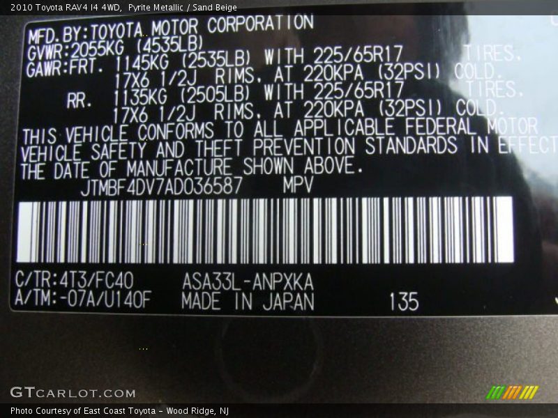 Pyrite Metallic / Sand Beige 2010 Toyota RAV4 I4 4WD