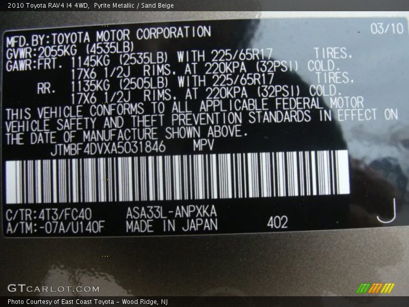 Pyrite Metallic / Sand Beige 2010 Toyota RAV4 I4 4WD