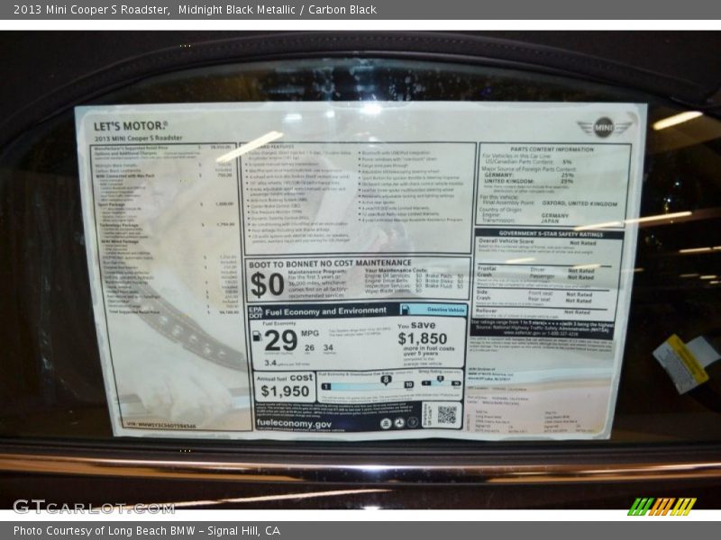 Midnight Black Metallic / Carbon Black 2013 Mini Cooper S Roadster