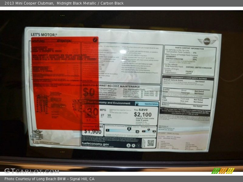 Midnight Black Metallic / Carbon Black 2013 Mini Cooper Clubman