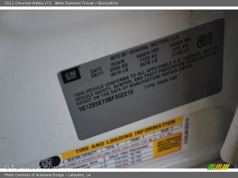 White Diamond Tricoat / Ebony/Brick 2011 Chevrolet Malibu LTZ