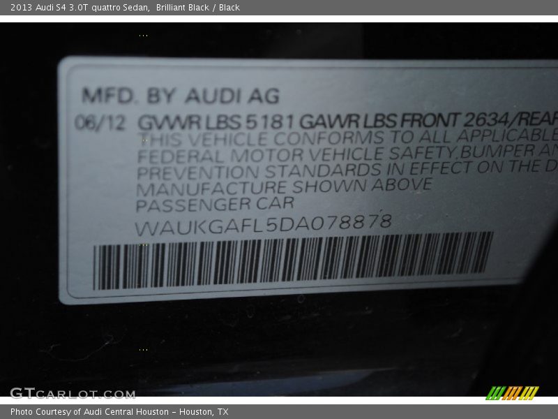 Brilliant Black / Black 2013 Audi S4 3.0T quattro Sedan