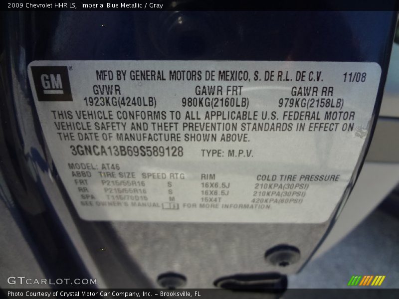 Imperial Blue Metallic / Gray 2009 Chevrolet HHR LS