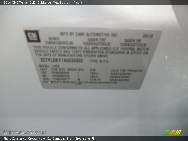 Quicksilver Metallic / Light Titanium 2010 GMC Terrain SLE