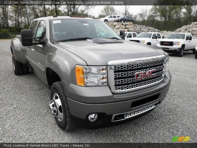 Steel Gray Metallic / Ebony 2013 GMC Sierra 3500HD Denali Crew Cab 4x4 Dually