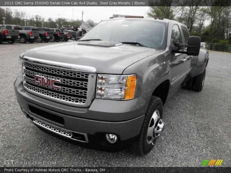 Steel Gray Metallic / Ebony 2013 GMC Sierra 3500HD Denali Crew Cab 4x4 Dually