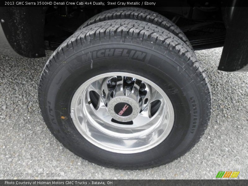 Steel Gray Metallic / Ebony 2013 GMC Sierra 3500HD Denali Crew Cab 4x4 Dually