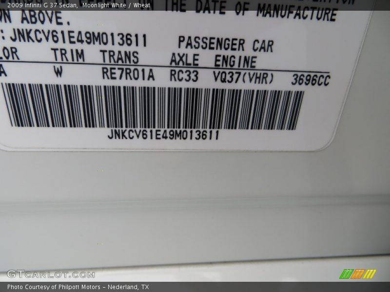 Moonlight White / Wheat 2009 Infiniti G 37 Sedan