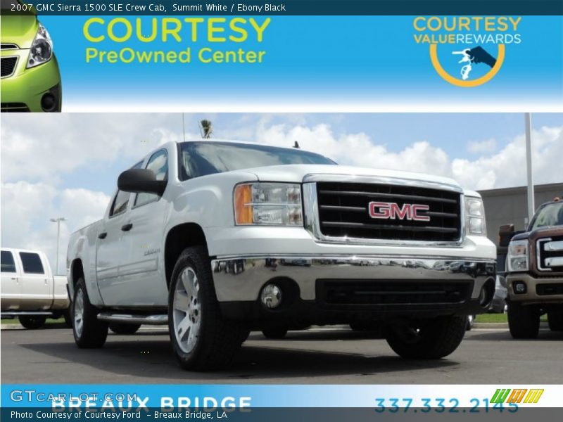 Summit White / Ebony Black 2007 GMC Sierra 1500 SLE Crew Cab