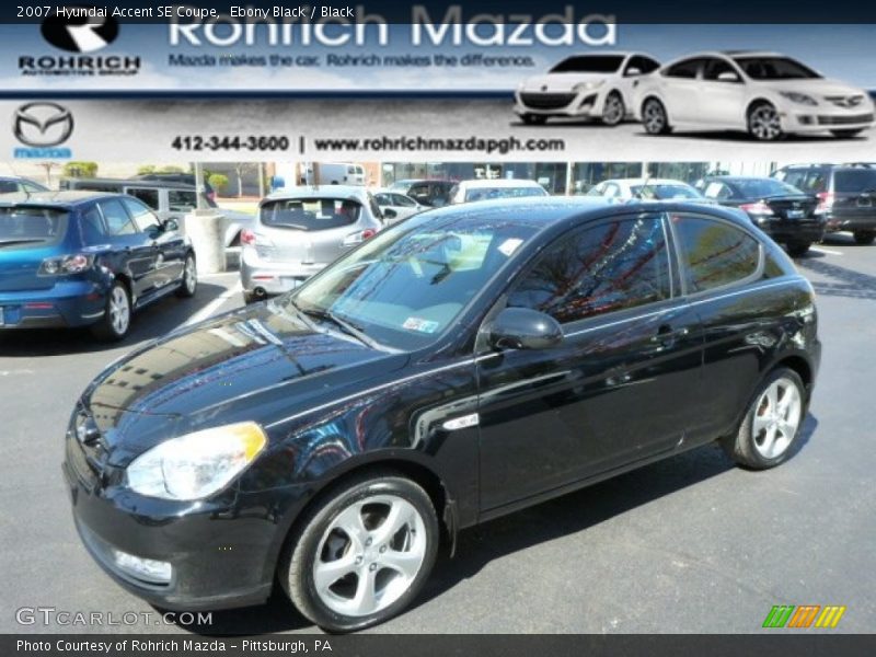 Ebony Black / Black 2007 Hyundai Accent SE Coupe