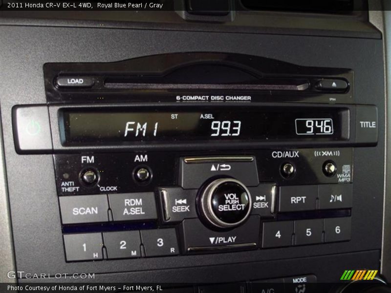 Royal Blue Pearl / Gray 2011 Honda CR-V EX-L 4WD