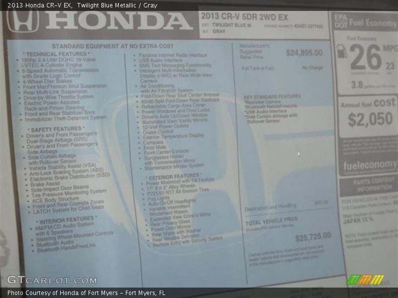 Twilight Blue Metallic / Gray 2013 Honda CR-V EX