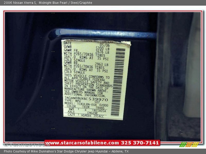 Midnight Blue Pearl / Steel/Graphite 2006 Nissan Xterra S