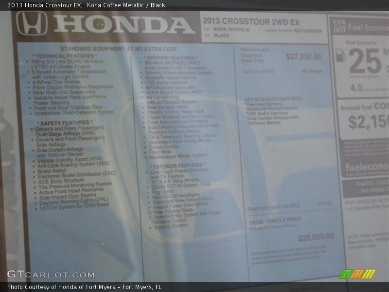 Kona Coffee Metallic / Black 2013 Honda Crosstour EX