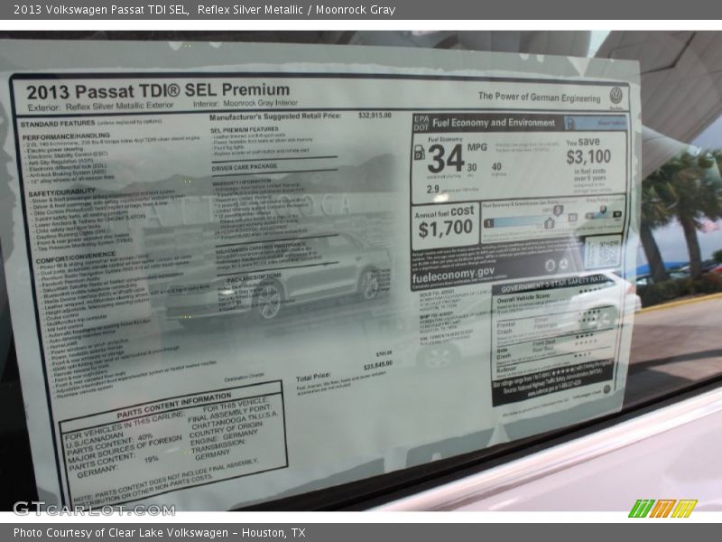 Reflex Silver Metallic / Moonrock Gray 2013 Volkswagen Passat TDI SEL