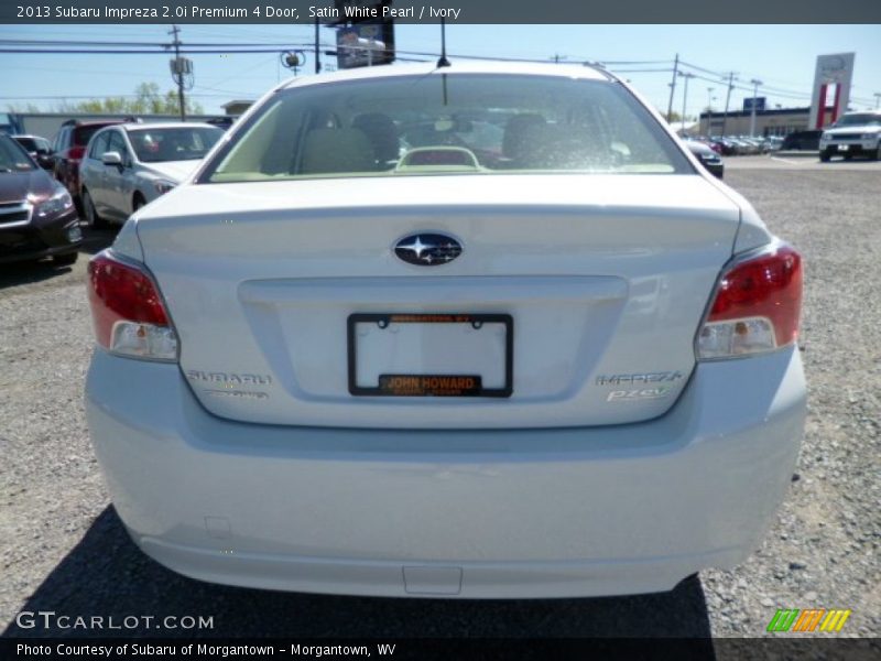 Satin White Pearl / Ivory 2013 Subaru Impreza 2.0i Premium 4 Door