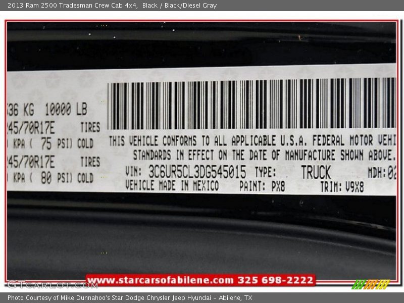 Black / Black/Diesel Gray 2013 Ram 2500 Tradesman Crew Cab 4x4