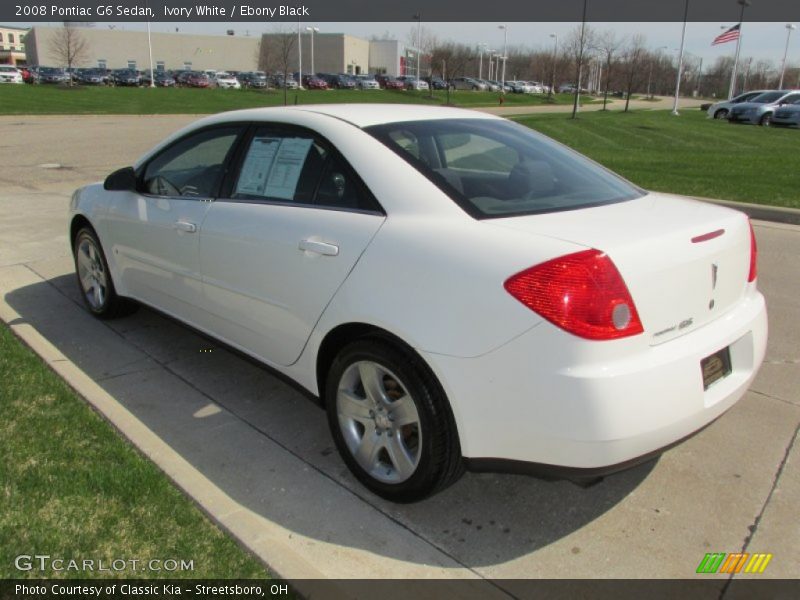 Ivory White / Ebony Black 2008 Pontiac G6 Sedan