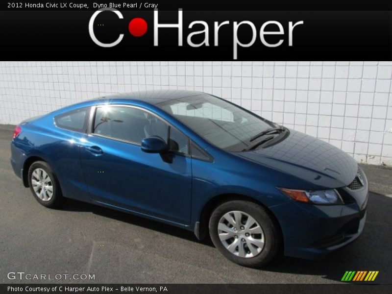 Dyno Blue Pearl / Gray 2012 Honda Civic LX Coupe
