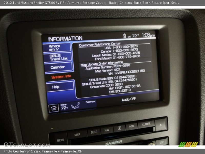 Black / Charcoal Black/Black Recaro Sport Seats 2012 Ford Mustang Shelby GT500 SVT Performance Package Coupe