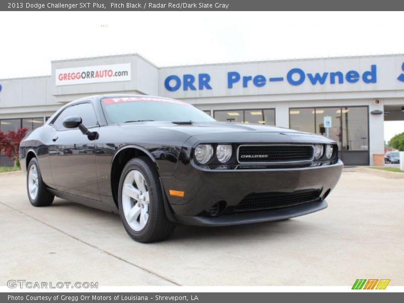 Pitch Black / Radar Red/Dark Slate Gray 2013 Dodge Challenger SXT Plus