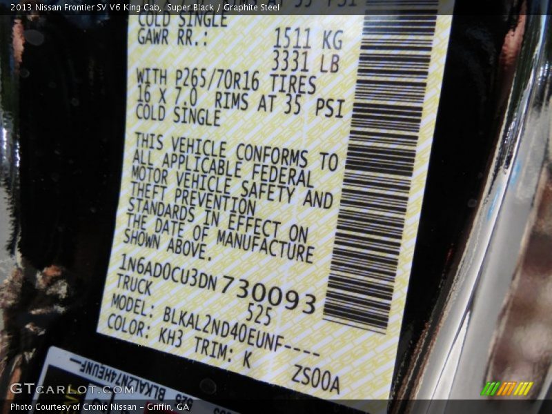 Super Black / Graphite Steel 2013 Nissan Frontier SV V6 King Cab
