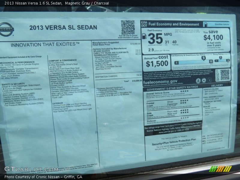 Magnetic Gray / Charcoal 2013 Nissan Versa 1.6 SL Sedan