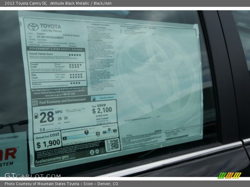 Attitude Black Metallic / Black/Ash 2013 Toyota Camry SE