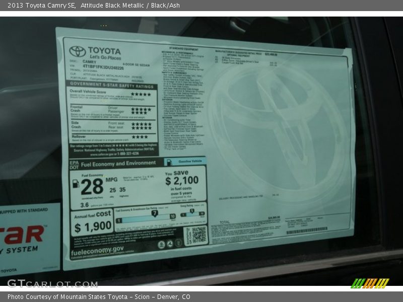 Attitude Black Metallic / Black/Ash 2013 Toyota Camry SE