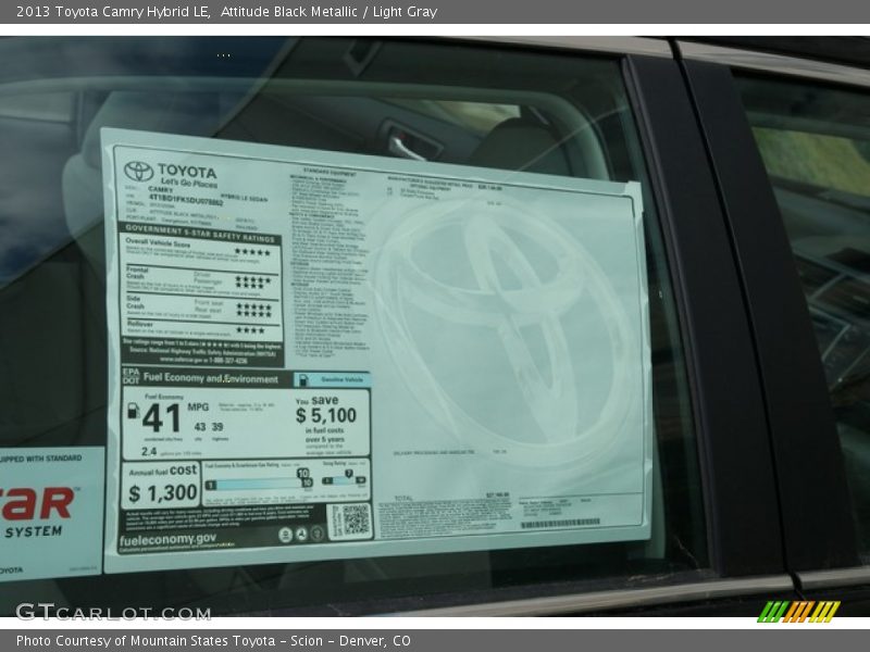 Attitude Black Metallic / Light Gray 2013 Toyota Camry Hybrid LE