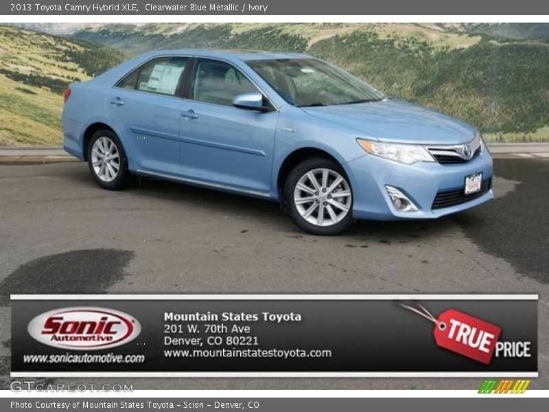 Clearwater Blue Metallic / Ivory 2013 Toyota Camry Hybrid XLE
