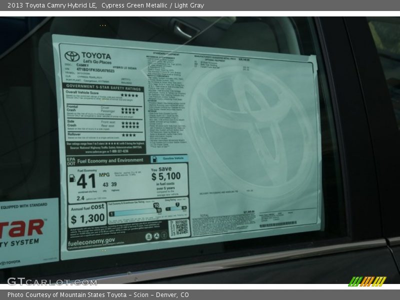 Cypress Green Metallic / Light Gray 2013 Toyota Camry Hybrid LE