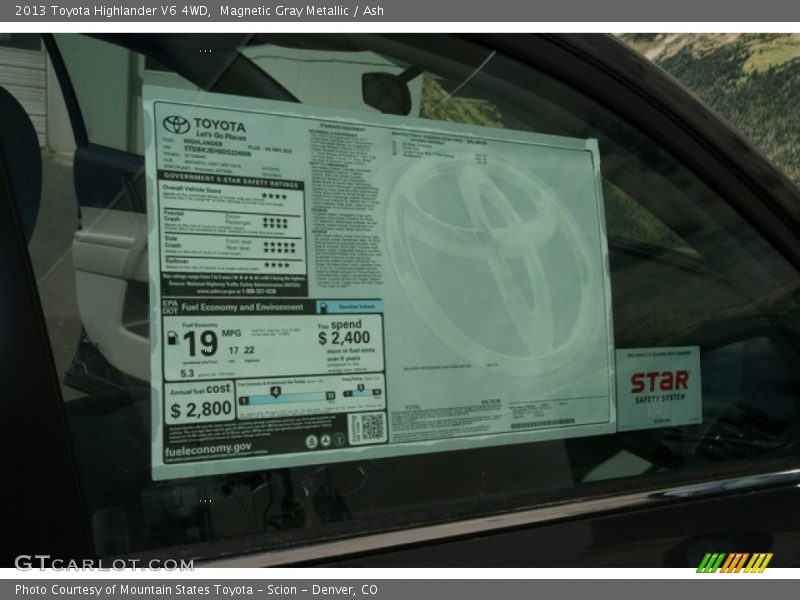 Magnetic Gray Metallic / Ash 2013 Toyota Highlander V6 4WD