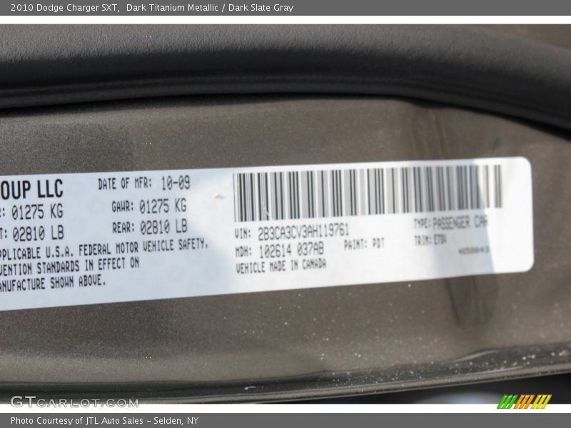 Dark Titanium Metallic / Dark Slate Gray 2010 Dodge Charger SXT
