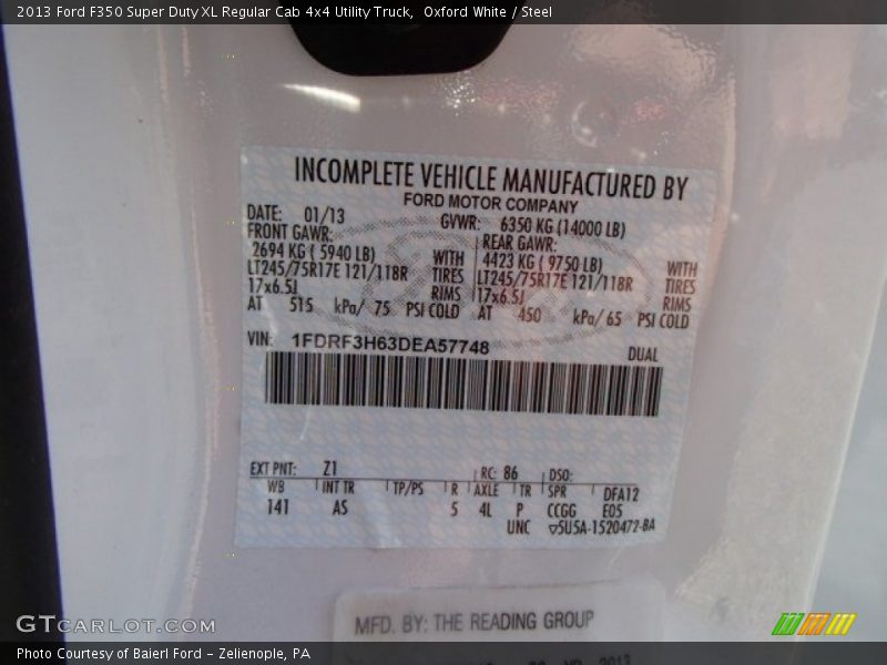 Oxford White / Steel 2013 Ford F350 Super Duty XL Regular Cab 4x4 Utility Truck