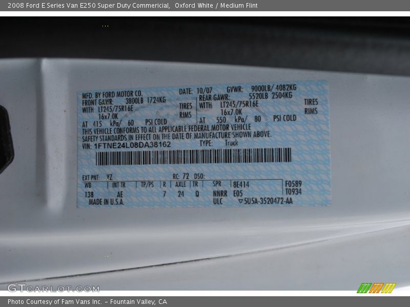 Oxford White / Medium Flint 2008 Ford E Series Van E250 Super Duty Commericial