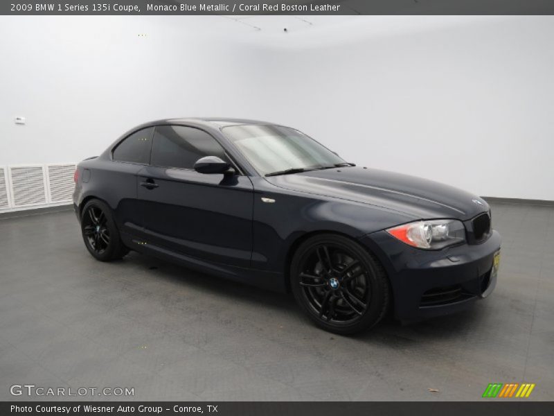 Monaco Blue Metallic / Coral Red Boston Leather 2009 BMW 1 Series 135i Coupe